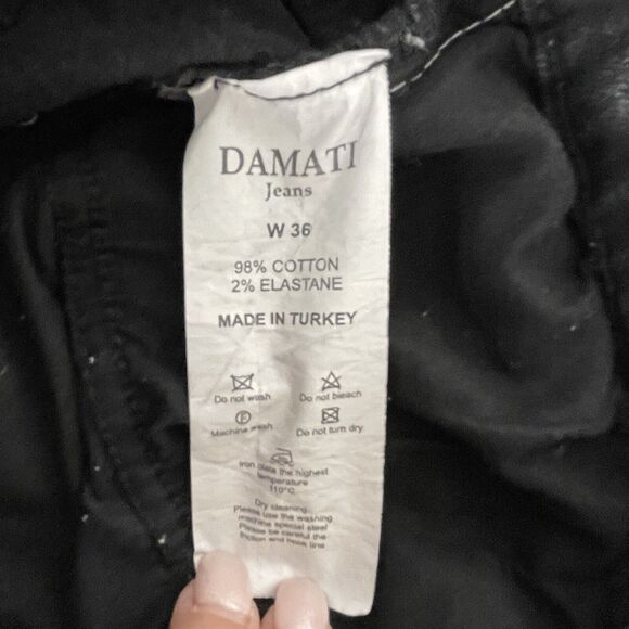 Damati Men's Black Slim Distressed Jeans with custom painting 36x32 - Picture 6 of 9